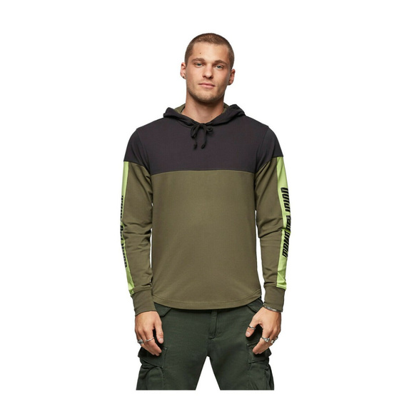 True Religion Other - True Religion Men's Long Sleeve Paneled Pullover Hoodie Shirt in Lime/Olive